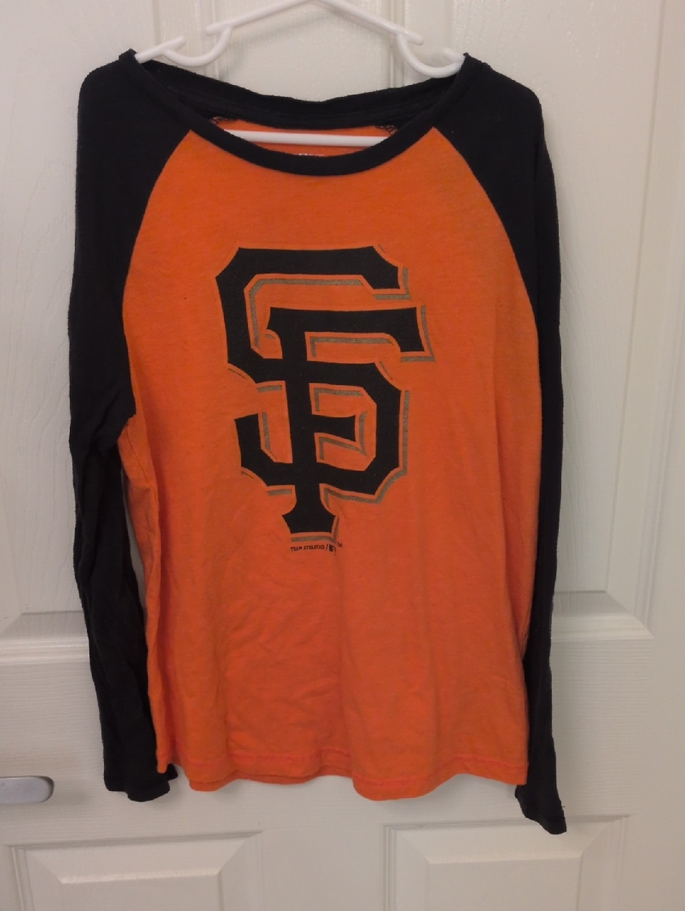 ✅San Francisco Giants Kids Size 8 T-shirt Long Sleeve Raglan SF Baseball